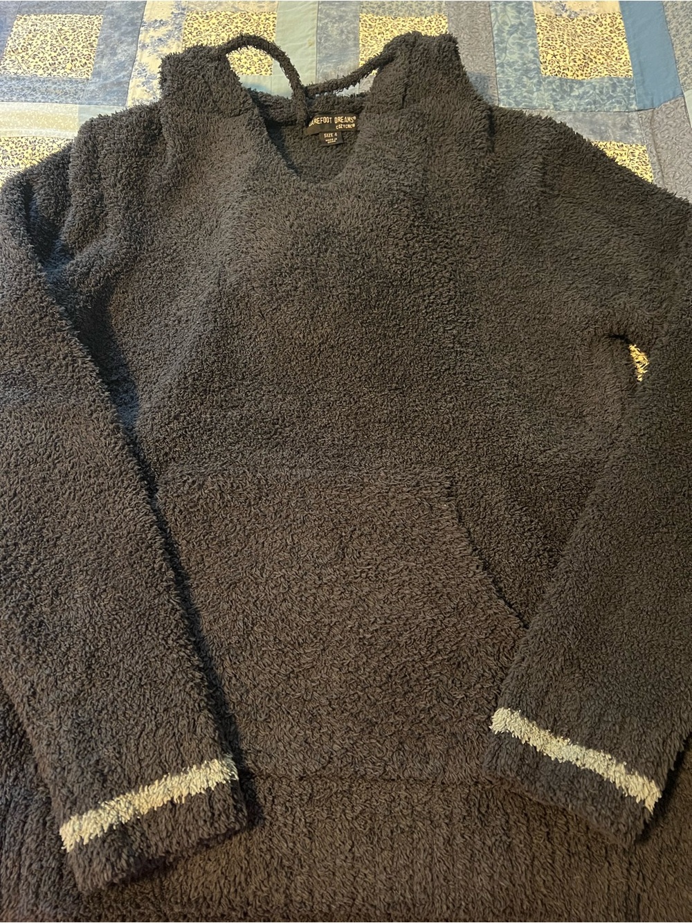 Barefoot Dreams Cozy Chic Fuzzy Sweater - navy